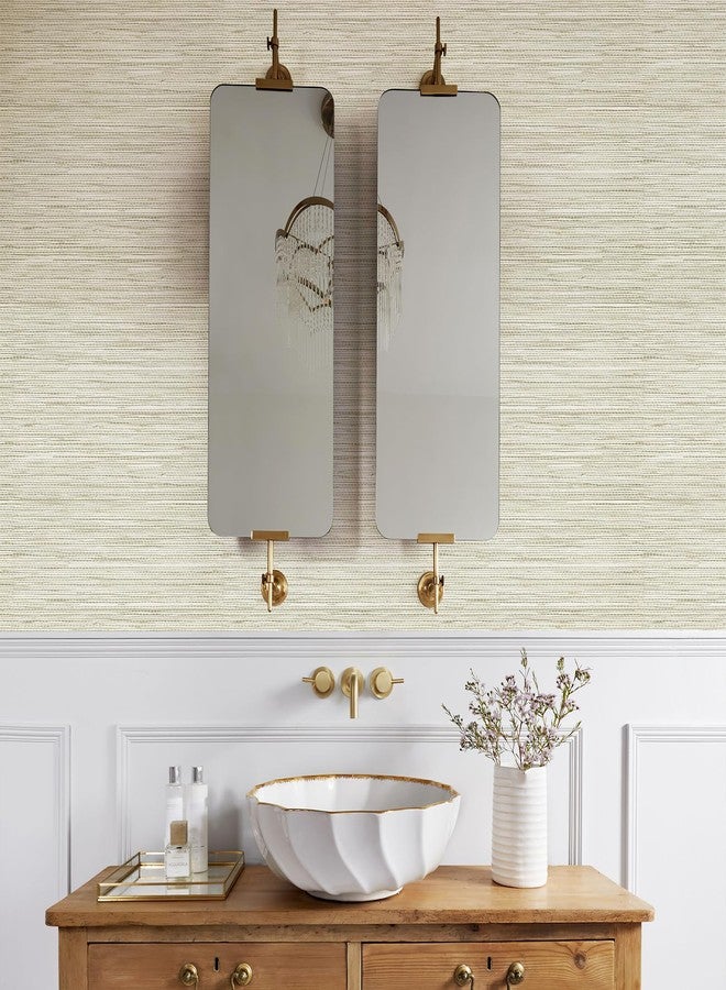 JiffDiff Grasscloth Wallpaper Peel and Stick,17.3"x472" Cream Grassweave Stick on Wallpaper Textured Self Adhesive Wallpaper Contact Paper - Image 3